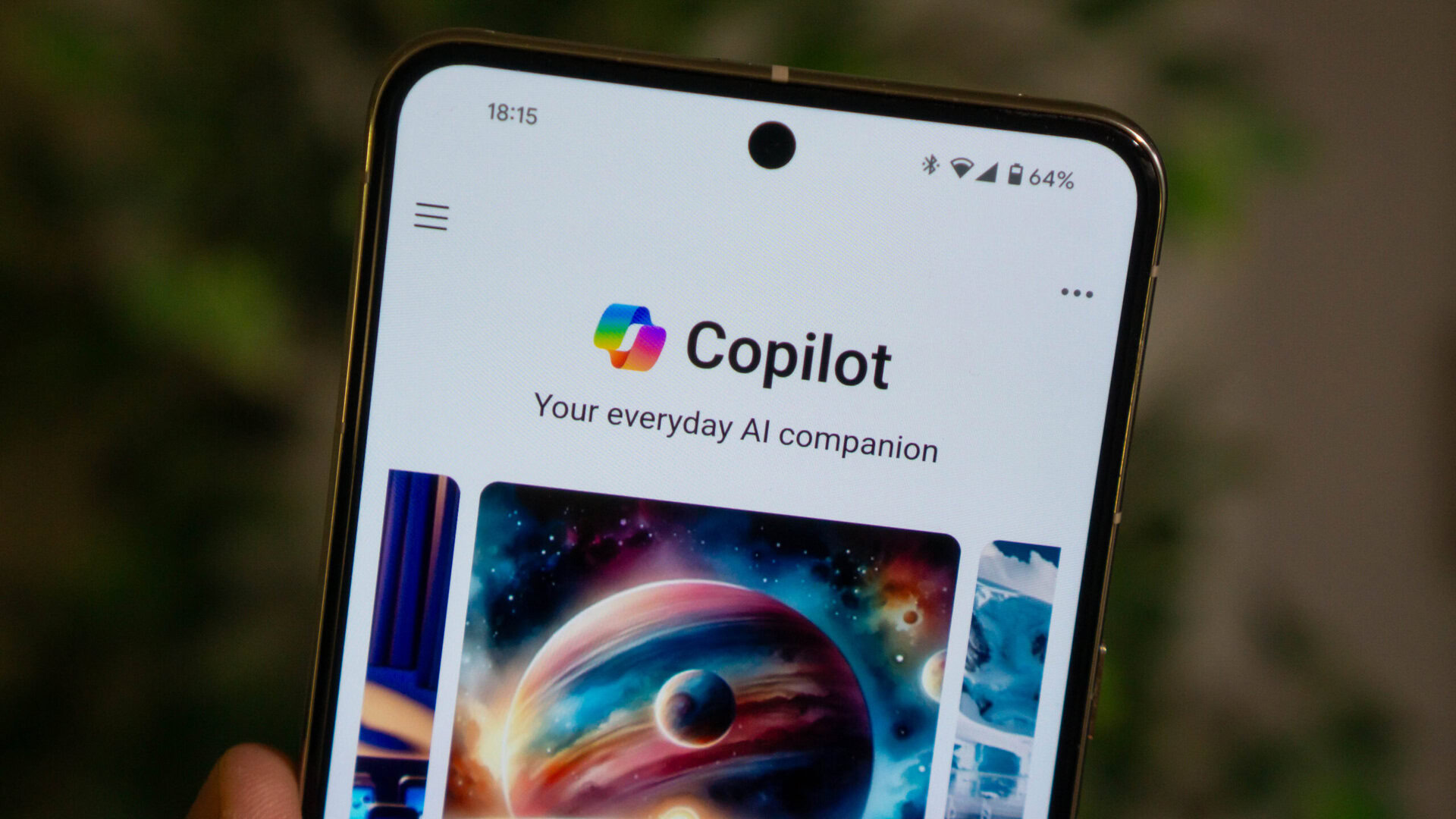 Microsoft Copilot app interface showing AI assistant features